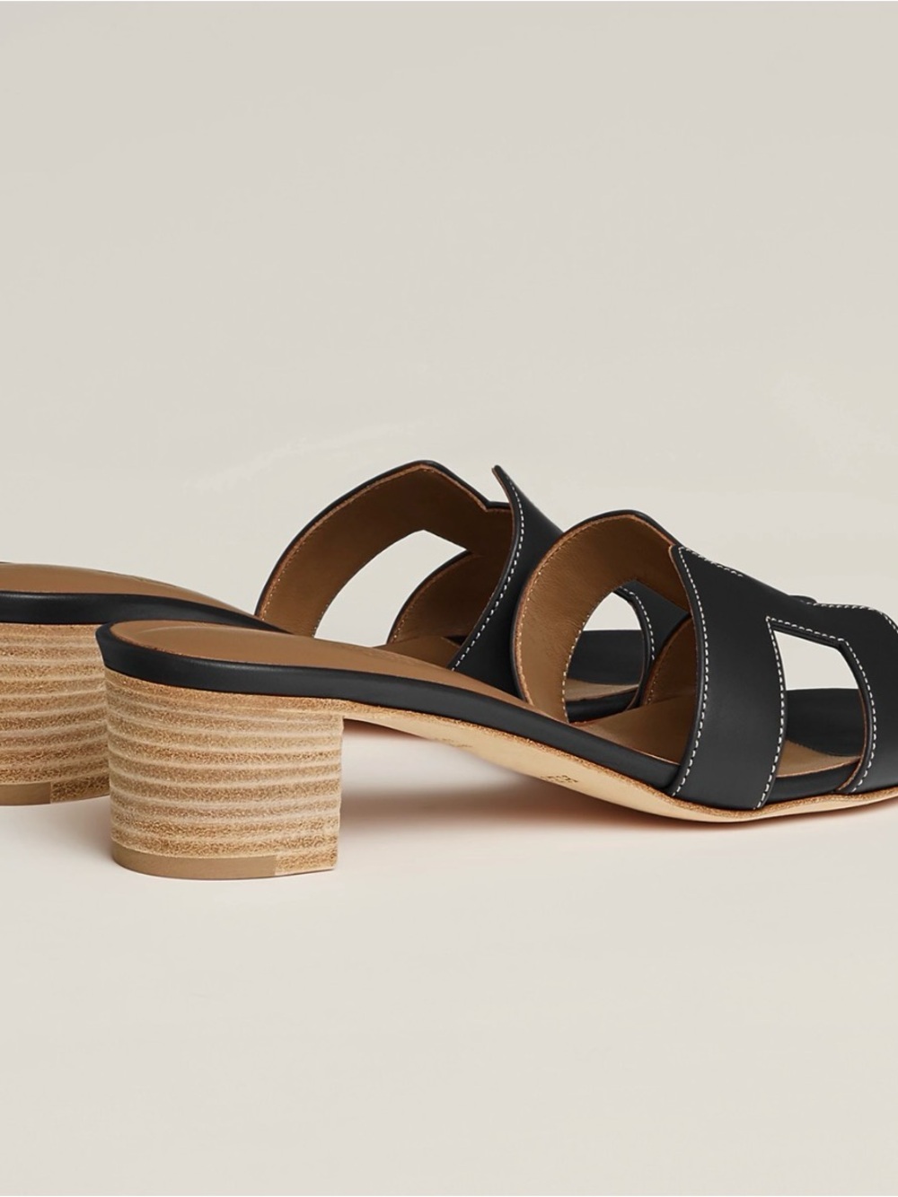 Hermes Black Leather Oasis Sandals - Picture 3 of 9